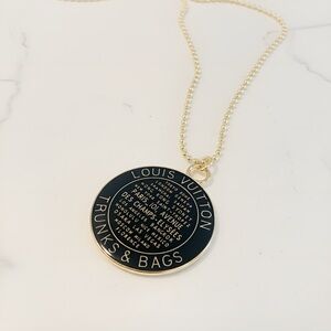 Luxury Black/Gold Large Double Sided Logo Trunks & Bags Charm Necklace